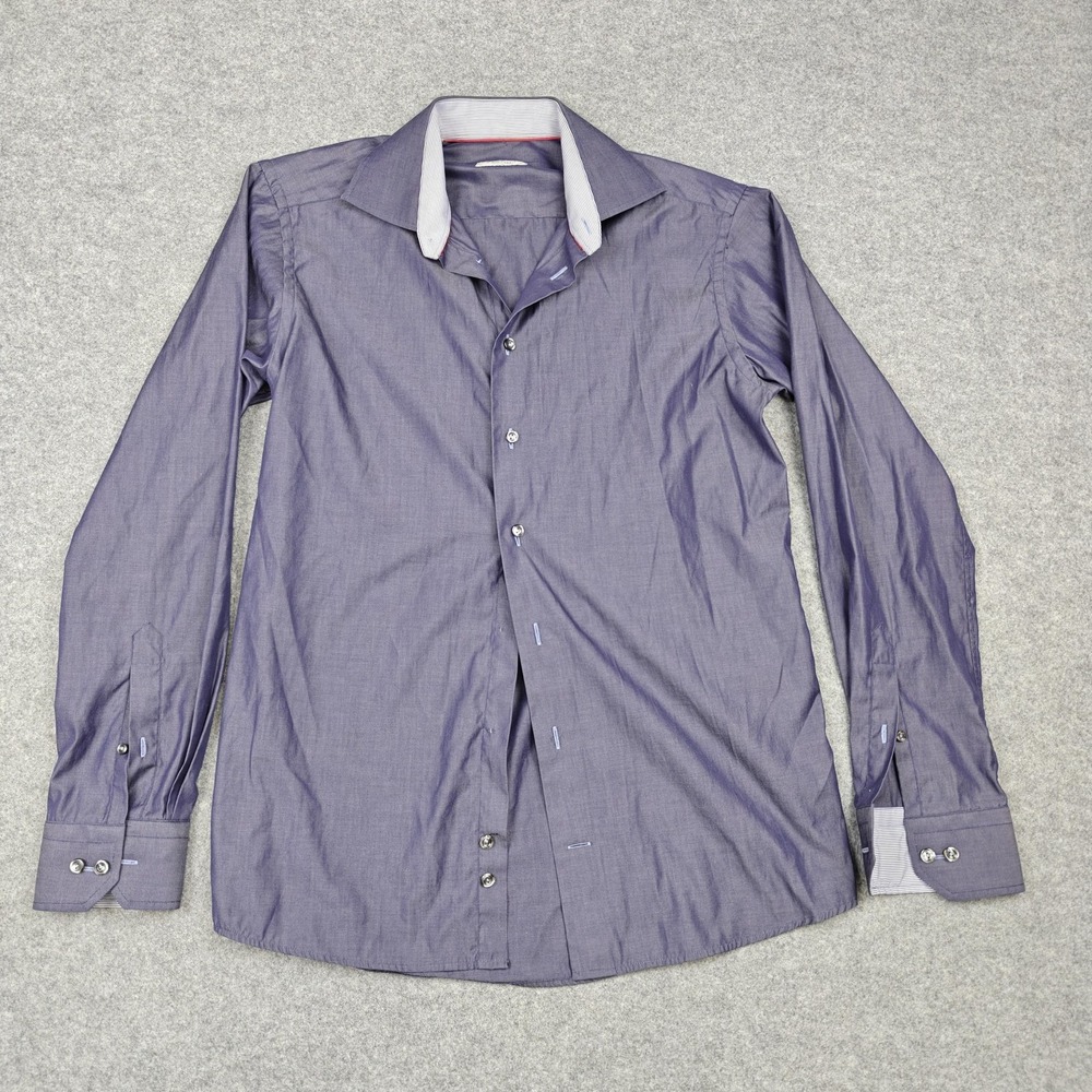 Eton Dress Shirt Mens‎ 15.5 34/35 Purple Slim Fit Long Sleeve Spread Collar